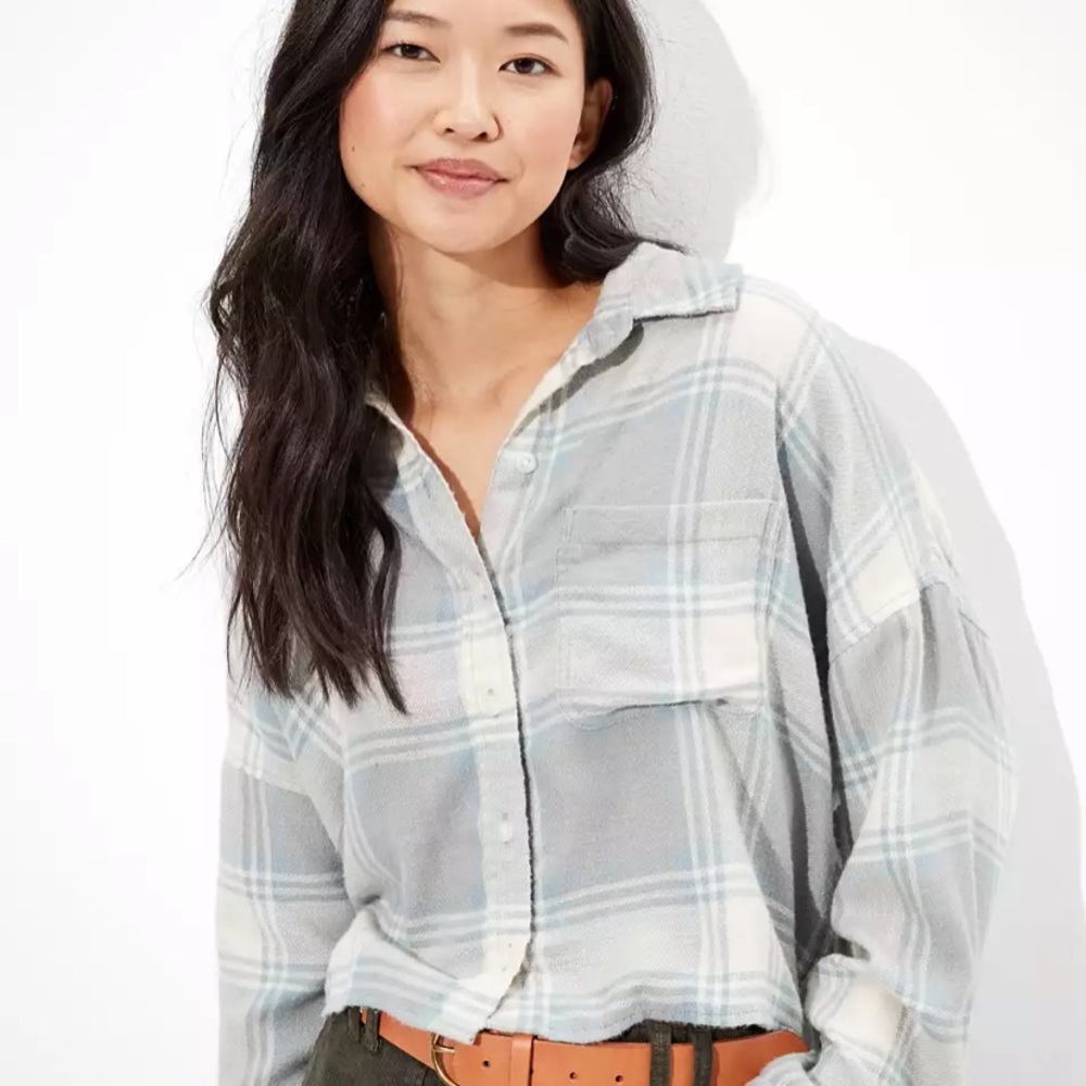 AE cropped flannel shirt